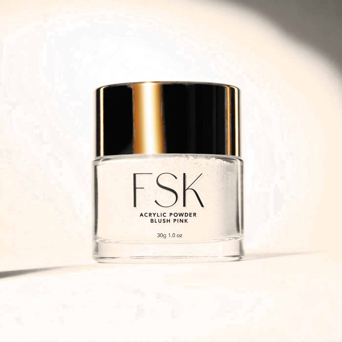 An FSK acrylic powder jar, the sixth shade still in testing